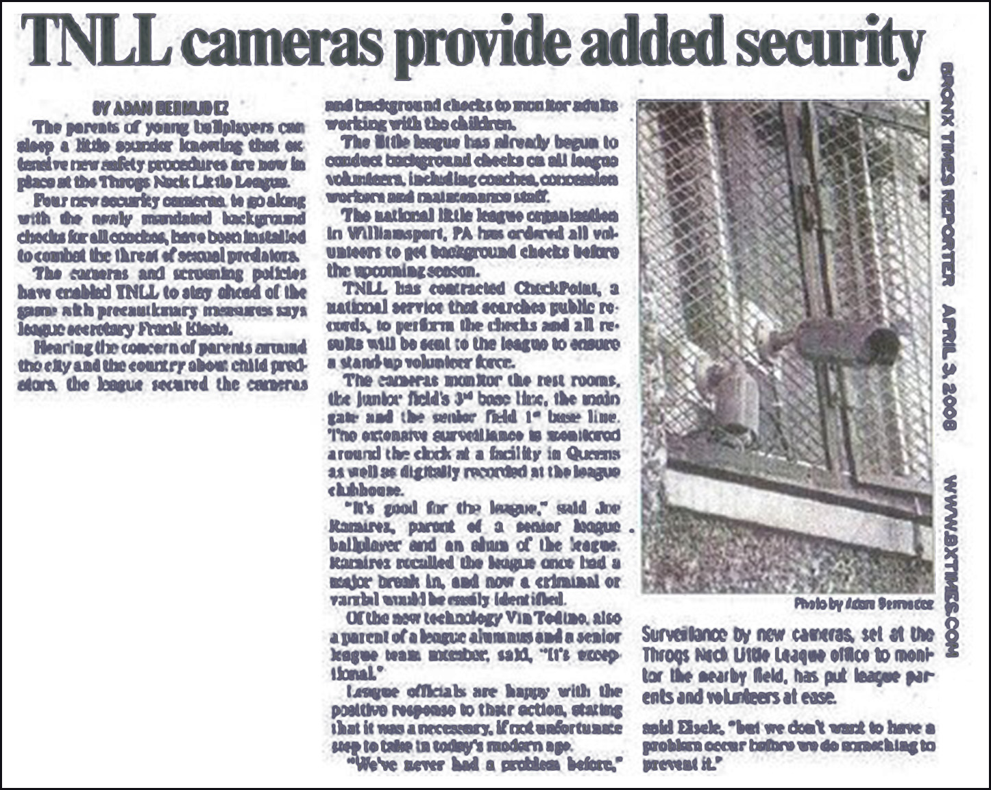Throgs Neck Little League Cameras Provide Added Security